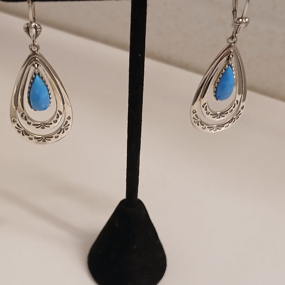 Sterling Silver Teardrop Gemstone Earrings